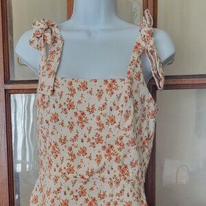 Trixxi Womens Juniors Floral Tie Shoulder Square Neck Mini Dress Size M Lined